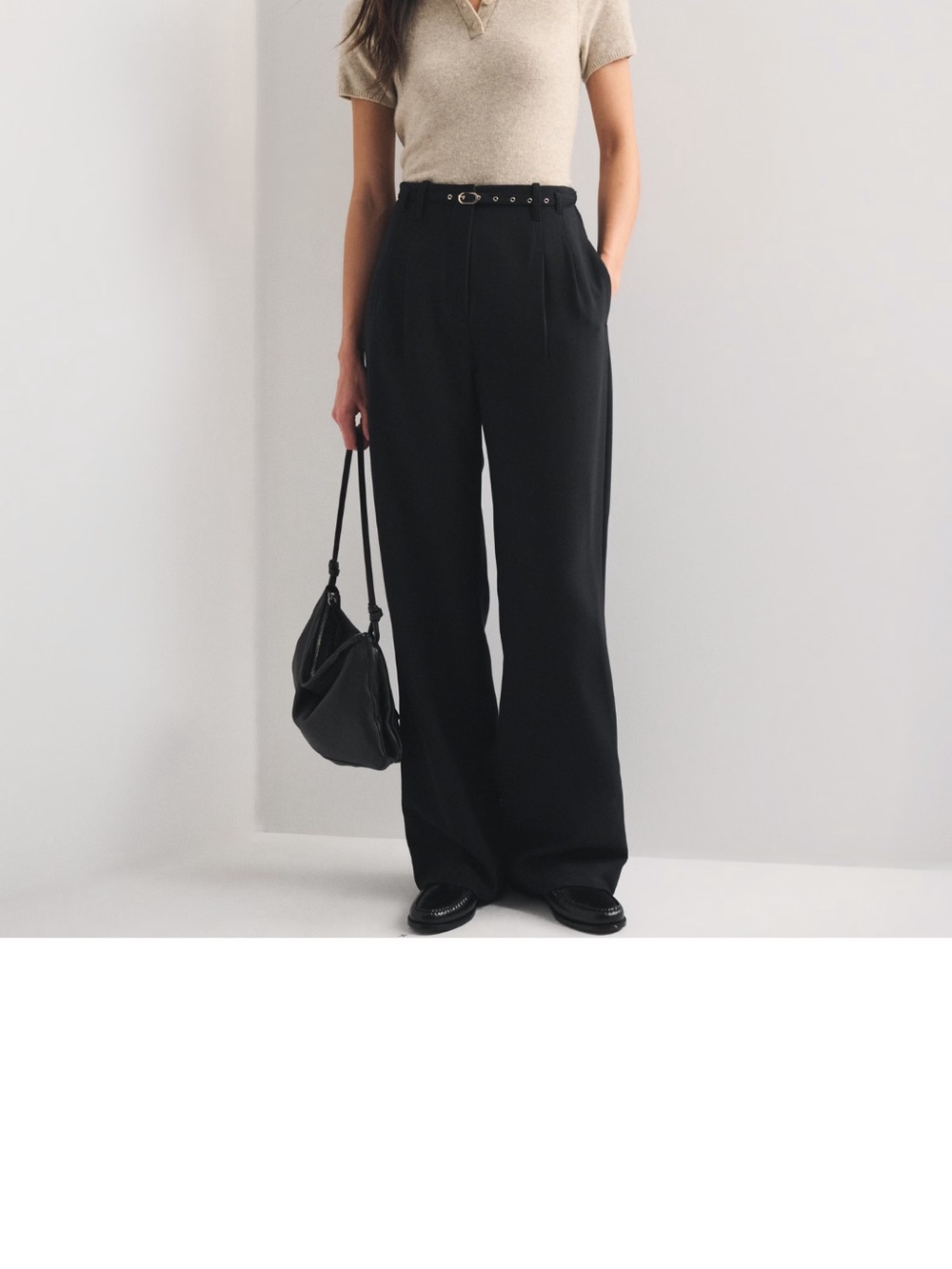 Abercrombie & Fitch Sloan Black High-Waist Wide-Leg Trousers 6 long - never worn